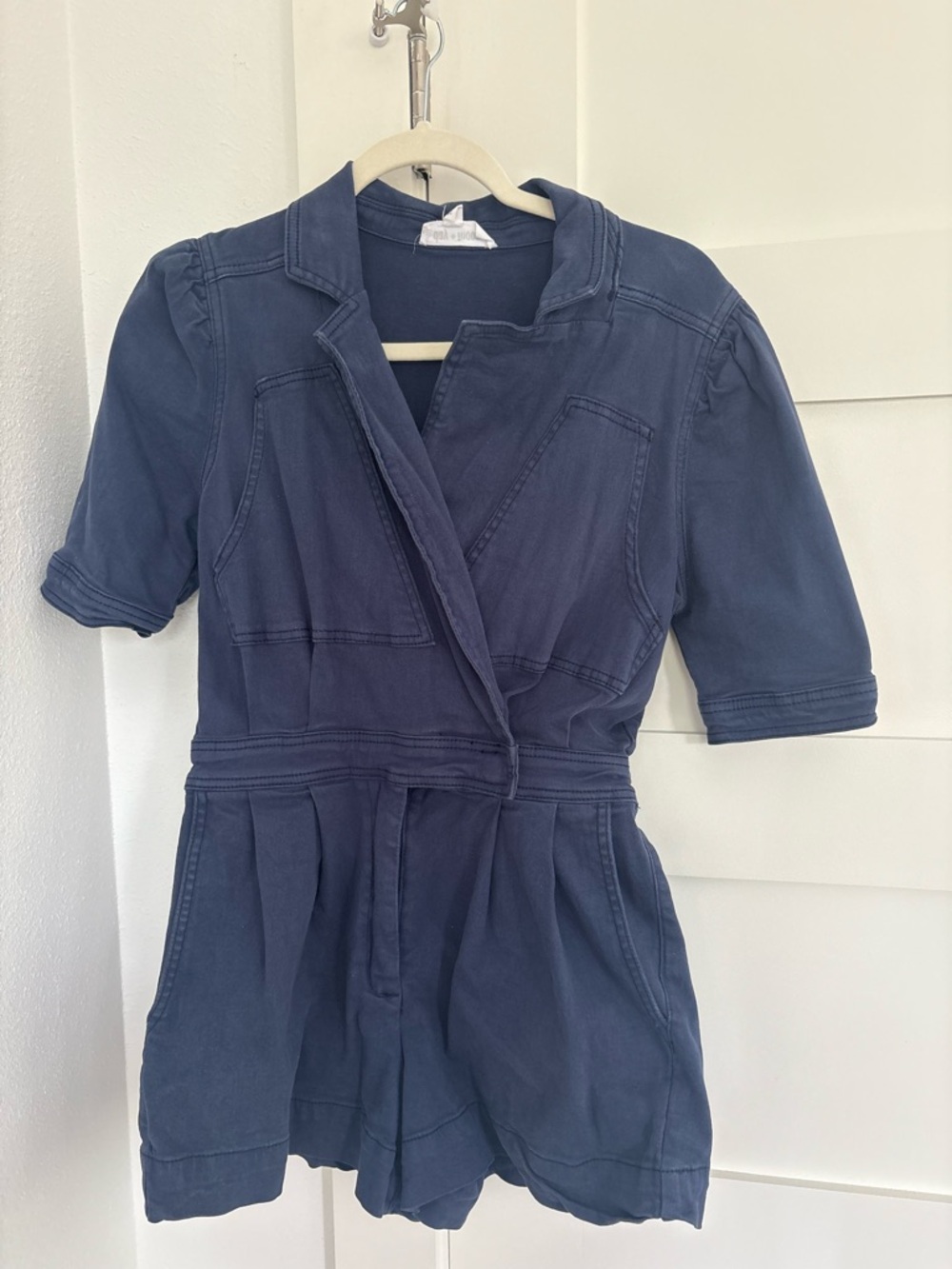Day + Moon Short Romper with Puff Sleeves